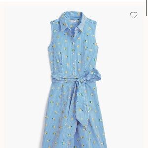 J. Crew Lemon-print sleeveless tie-waist shirt-dress